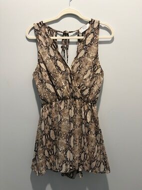 Boutique Brown Snake-Print Sleeveless Romper